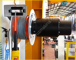 KILAVUZ MAKİNA Vinç El Kumandası İçin Yaylı Kablo Sarma Tamburu ve Makaralı Kılavuz Sistemi